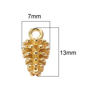 7x13mm 1pc/bag 14K Gold Plating Alloy Metal Pinecone Charms Pendant For DIY Necklace Jewelry Making Accessories