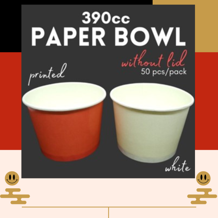 50pcs Paper Bowl 390cc for Ramen Soup Ice Cream Cup RiceBowl Fried ...