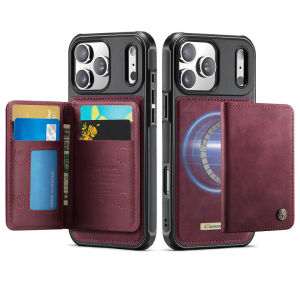 For iPhone 12 13 14 15 16 17 Pro Max Air Plus MagneCard Holder Phone Case Wireless Charging Stand Leather Cover 16e 17e
