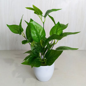 Azgalery PBP37 / Tanaman Hias Plastik Pot Bunga Daun Keladi Artificial Ornamen Dekorasi Ruangan Indoor Vas Bunga Cantik / COD