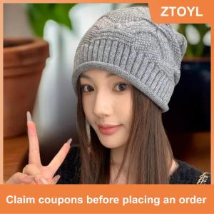 【ZTOYL】 Autumn Winter Rolled Edge Knitted Cap Fashion Womens Outside Sports Cold Protection Warm Beanie Hat