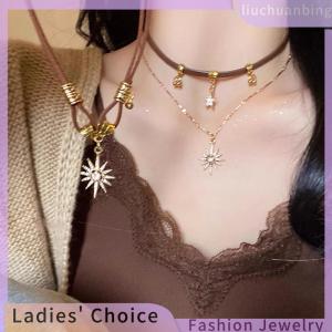 [Hot Sale Jewellery]liuchuanbing 1 2Pcs Fashion Star Zircon Necklace For Women Girls Vintage Necklace Double Layered Star Pendant Adjustable Chain Necklace Jewelry