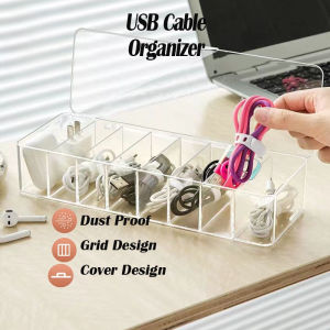 USB Cable Management Box Cable Storage Box Data Line Storage Box Wire Storage Box Desktop Cable Organizer