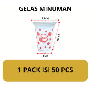 GELAS PLASTIK POLKADOT MERAH ISI 50 PCS - CUP PLASTIK POLKADOT TAHAN PANAS