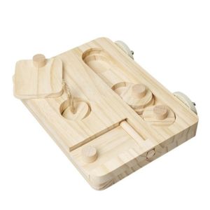 PLLEWY Hanging Bird Foraging Puzzle Toy Wooden Training Function Pet Food Seek Toy  Chew Resistant Parrot Feeding Tray Cage Decor