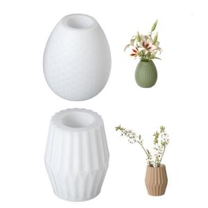 Dragons Egg/Striped Flower Vase Mould Flexible Silicone Mold for Handmade Desktop Decoration Molding Tool