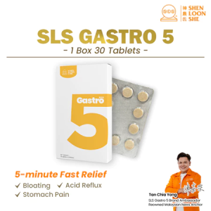 SLS Gastro5 5 Minutes Gastric Pain Relief 神农氏 胃多宝 5分钟 胃风 胃酸 胃痛 (1 Box x 30 Tablets)