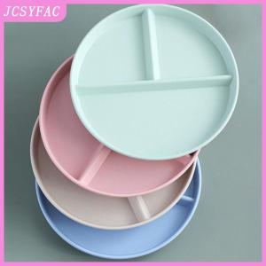 JCSYFAC  Three-Grid Western Compartment Plate For Food Fruit Salad Divided Plate Wheat Straw Diet Meal Plate Food Tray Kitchen Dinnerware