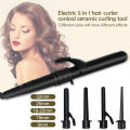 Professional interchangeable barrels 5 in 1 hair curling wand hair curler 5 Part Hair Curling Iron Ceramic Heat Resistant Glove. 