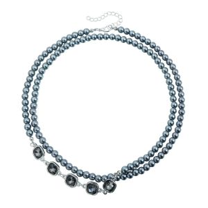 UNIITY Black Crystal Beaded Jewelry Set Double-layer Necklace Bracelet Earrings Western Style Ins Spliced necklace Womens Everyday Accessories