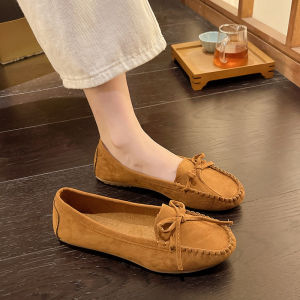 Plus Size WomenS Loafers 2025 Spring And Autumn New Bowknot Flat Casual Fashion Round-Toe WomenS Shoes