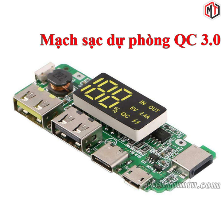 Mạch sạc dự phòng QC 3.0 - Mạch DIY chế sạc dự phòng từ pin 1S Li-ion ...