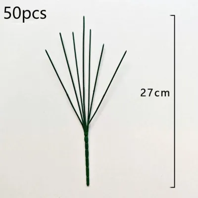 Batang Bunga 50cps Tangkai Bunga Plastik Tangkai Bunga Cabang 7 Cabang 27cm Kawat Batang Lilin