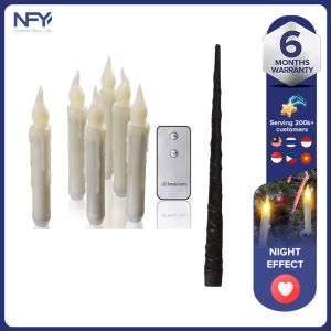 Floating Candles with Wand 12PCS Magic HangingCandles Flickering Warm Light Flameless Floating LEDCandle with Wand Remote Battery Operated WindowTaper Candle Set for Halloween Decorations