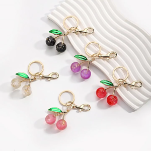 Lấp Lánh nhựa anh đào móc chìa khóa ví trang trí hình dạng sử dụng hàng ngày Keychain thời trang túi xách nữ Phụ Kiện