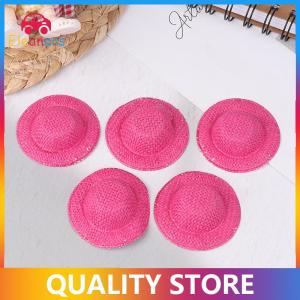 [Eleanor] 5Pcs Dollhouse Hand Weaved Straw Hat Doll Mini Colorful Hat Dollhouse Decoration Accessories For Kid Pretend Play Toys