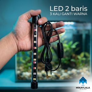 Lampu LED Celup Aquarium 2 Baris Bisa 3 Kali Ganti Warna Super Terang Lampu Aquascape Ikan Hias