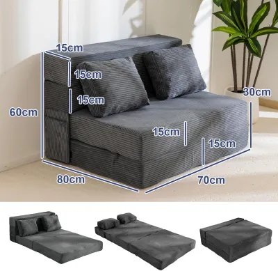 【10 Years Warranty】DreaME 3in1 folding sofa bed convertible floor sleeper chair with pillow fold out couch memory foam floor mattress futon couch lazy sofa for living Rroom/dorm/guest room/home office