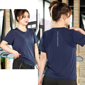 🇲🇾STOCK KL Plus Size Lady Women Milk Silk Cool Exercise Sport T-Shirt Blouse Top Running Gym Baju Sukan Yoga Tee