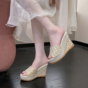 [Free Shipping] Sweet-Style Plus-Size Fish-Mouth Sandals Available Now.New Summer Collection Perfect For Outdoor Wear Featuring A Wedge Heel And Thick Sole
