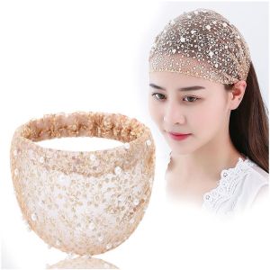 NCUMBE Simple Sweet Flower Face Wash Pearls Fashion Design Wide Side Hairband Korean Style Hair Wear Organza Headband Women Hair Accessories