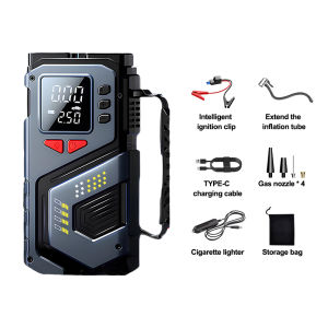 10 In 1 Digital Display Cordless Air Pump Jumper Starter Emergency Power Bank 150PSI Fast Inflation Tire pressure monitoring and LED Lighting