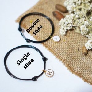 BISA COD gelang epoxy putih / gelang enamel huruf inisial liontin epoxy putih gold / gelang initial 1 huruf