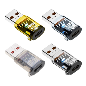 Type-C Female to USB A Male Converter Clear Shell OTG Adapter for Laptop Cellphone USB-A Extender with Indicator Light
