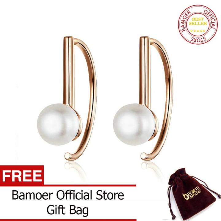 BAMOER Silver 925 Rose Gold Color Big Circle Geometric Stud Earrings for  Women Shell Pearl Earings Female Korea Jewelry SCE604 June Lazada PH