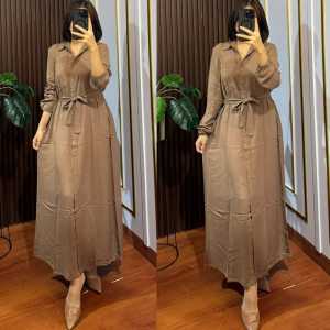LONG DRESS GAMIS WANITA RAYON TWILL PREMIUM HIJAB BUSUI BUMIL FRIENDLY BAJU PANJANG TERBARU 2026