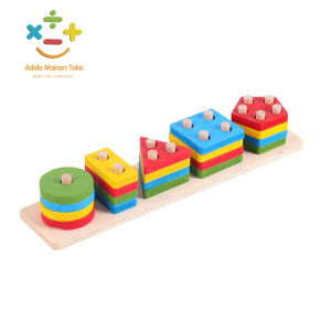 Mainan Edukasi Bayi Square Basic Shape Puzzle Bentuk 3d Pasak Geometri Puzzle Mencocokan Bentuk Matching Shape