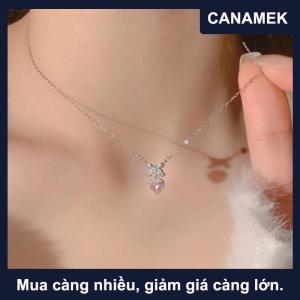 【CANAMEK】 Pha Lê Zircon Bowknot Mặt Dây Chuyền Trái Tim Màu Hồng Trái Tim Phụ Nữ Cô Gái Thời Trang Thanh Lịch Xương Đòn Chuỗi Đối Với Phụ Nữ Đồ Trang Sức