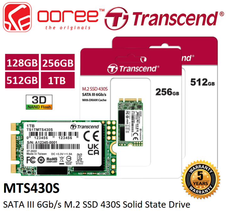 TRANSCEND MTS430S 430S SATA III 6GB/S M.2 SSD 3D NAND FLASH SOLD STATE ...