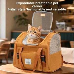 FOUNDTWO Thoáng khí Túi đựng mèo cưng Có thể mở rộng Dung lượng lớn Túi đựng thú cưng túi vận chuyển chó mèo Phụ Kiện Cho Thú Cưng Người vận chuyển Ba lô mèo có thể mở rộng Ngoài trời