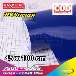 Skotlet Biru Tua Maxdecal Glossy tinggi 45 cm x 100 cm Skotlet bagus bisa untuk aquarium dll.