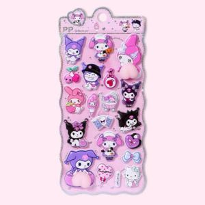 JOYNCLEON Sanrio nhãn dán phồng 3D dễ thương để trang trí vỏ điện thoại nhân vật My Melody và kuromi thiết kế dễ thương đáng yêu
