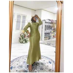 [TERMURA] Vina Dress Kondangan Viral Gaun Pesta Rok Duyung Kekinian Baju Lebaran Mewah Dress Satin Mermaid Slim Fit