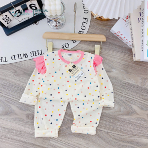 Bộ dài tay Cánh Tiên đồ bộ thun tăm cho bé gái họa tiết in kín dễ thương size bé gái 6-16KG