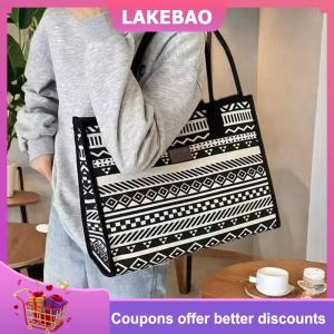 【LAKEBAO】 Công suất lớn Vai Túi đi lại vải cầm tay mua sắm túi ra nước ngoài đi lại túi