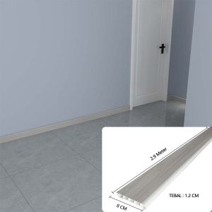 Skirting List Lantai Kayu Plin Lantai PVC List Lantai PVC Solid [290cm X 8/10 Cm] Aksesoris List Lantai Vinyl Skirting Flooring SPC Plint PVC