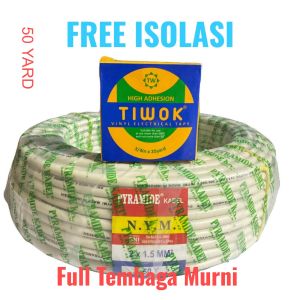 Kabel Listrik SNI Pyramide 2x15 50 Yard Kabel Kawat Tembaga Asli SNI / FREE Isolasi