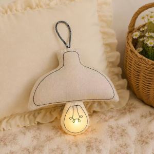 Fabric Mushroom Wall Night Light USB Rechargeable 3 Color Modes Press Dimming Soft Cotton Hanging Lamp for Bedroom Baby Room Home Decor Gift