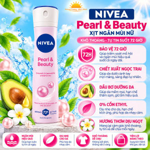 Xịt Khử Mùi Nữ Nivea Pearl & Beauty 150ml – Ngăn Mùi 72H Chiết Xuất Ngọc Trai Và Dầu Bơ 0% Cồn Ethyl Dưỡng Da Mịn Màng