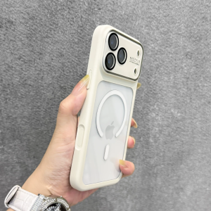 Luxury Glass Camera Big Window For Magsafe Case For iPhone 17 16 15 Pro Max Shockproof Soft Silicone Bumper Acrylic Clear Cover