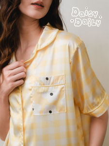 Please Disturb (Limited) ชุดนอน Daisy Daily แขนสั้นขาสั้น Whisper Silk ลายตาราง Daily Yello นุ่ม