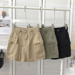 🍒🍒🍒CHÂN VÁY CHỮ A KAKI PHỐI DÂY RÚT TÚI HỘP NỮ ẢNH THẬT 100% UTRBR