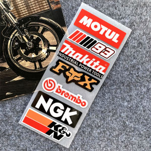 2 Sets Reflective Motorcycle Edge Strip Bike Helmet Stickers MOTUL Arai GoPro AKRAPOVIC NGK Fox Coca-Cola Element Decoration Waterproof Stickers For Yamaha Honda KTM Suzuki Ducati