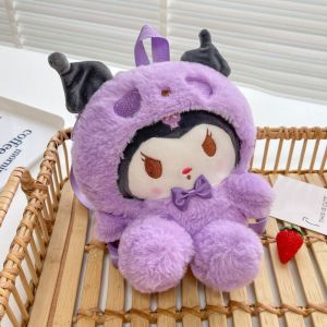 COLOO Cinnamoroll Kuromi Plush Backpack Cartoon  Stuffed Plush Doll Simple Melody Cartoon Schoolbag Girls