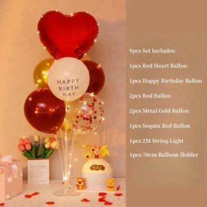 Heart Balloons Tree Stand Holder With Light Table Center Decor Package Set Valentines Gift Ideas Wedding Backdrop Design Happy Birthday Balloons Set Party Needs Assorted Balloons Decorative Accessories For Birthday Christening Party Decorations