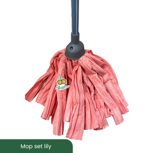 Lap Pel Lantai Warna Set Gagang Lily - Round Mop Bahan Spunlace Klinko